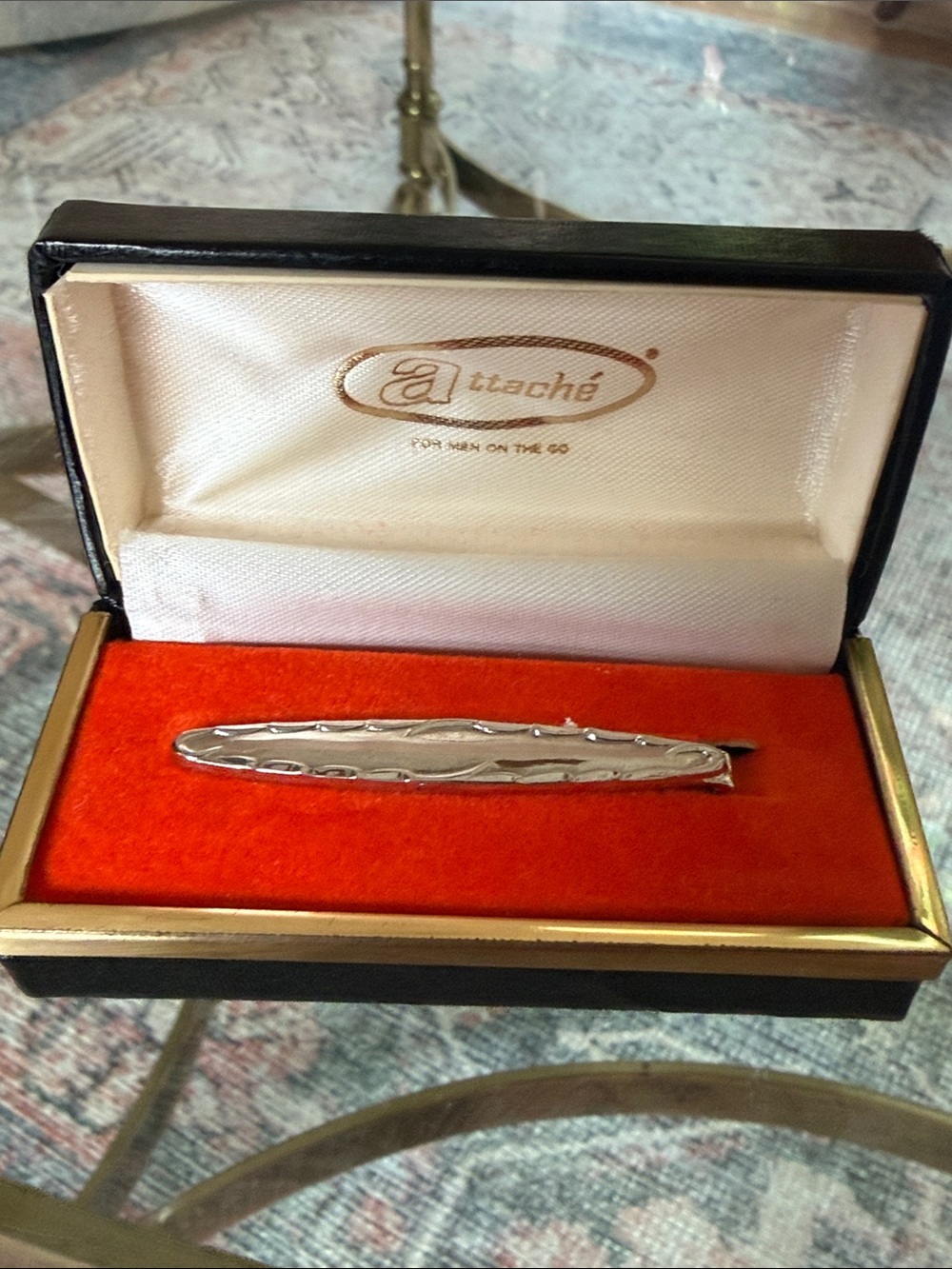 New in box vintage Silver Tie Clip with Alligator Grip
